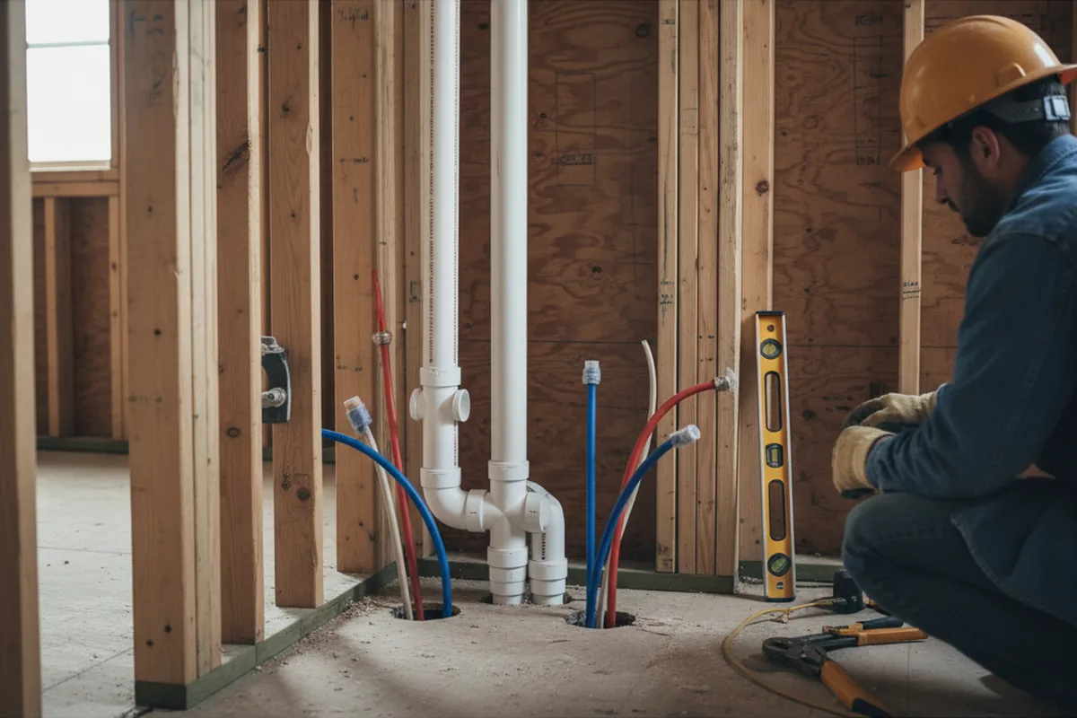 Drain and supply rough-in during Leak Detection in Nuevo