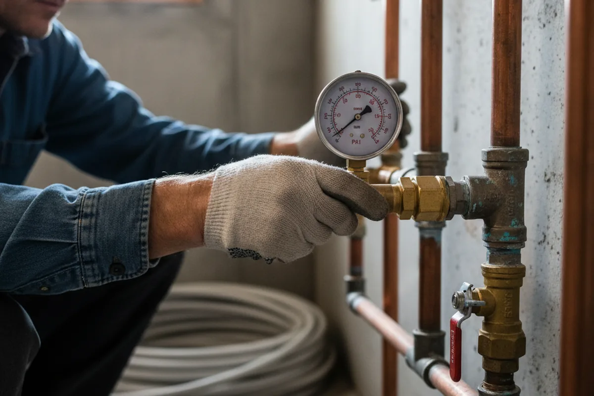 Pressure testing a repaired line during Water Line Repair in Nuevo
